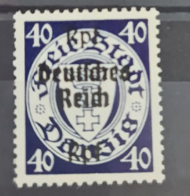 1939 Danzig Abschied Aufdruck 40 Rpf auf 40 Pf postfrisch