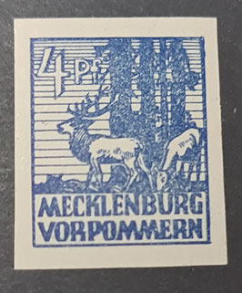 1946 Mecklenburg Vorpommern Abschied Kreidepapier 4 Pfg dunkelultramarin ungezähnt