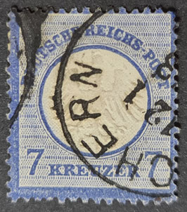 1872 Kleiner Brustschild 7 Kreuzer blau, gestempelt