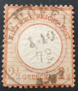 1872 2 1/2 Groschen großer Brustschild, helle Nuance zart und zentrisch K2 AD  "GEHOFEN 1/10/1873"