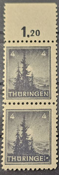 1945 Thüringen 4 Pfg postfrisch  Plattenfehler III Feld 13