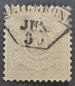 1875 Freimarken  Ziffern im Kreis 50 Pfg grau, gestempelt