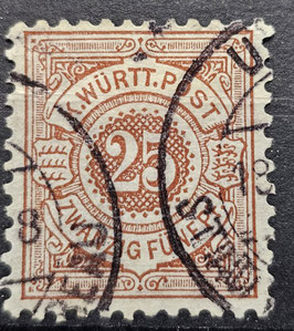 1875 Freimarken weisse Ziffern im Kreis 25 Pfg braunorange gestempelt