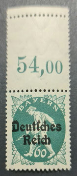 1920 Bayern Abschied 60 Pfg Sähmann Oberrand Leerfeld postfrisch