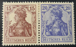 1921 Germania Zusammendruck 15 Pfennig braunrot und 20Pfg violettblau  Michelnummer W 14 ungebraucht