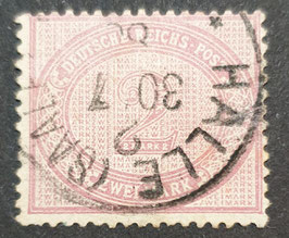 1875 2 Mark Innendienst trübrosalila, gestempelt K1 " Halle (Saale) 2 31/7/88"