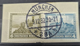 1934 Zusammendruck W 41   6 pfg  oliv+ 4 Pfg türkisblau gestempelt