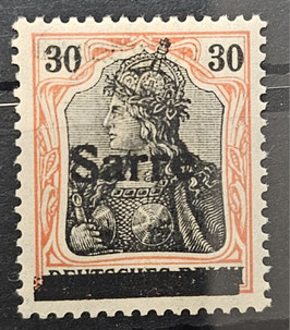 1920 Germania Sarre 30 Pfg Type I auf orangeweissem Papier.