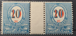 1920 Freimarken Provisorien 10 Pf Aufdruck rot auf 20 Pf dunkelgraublau