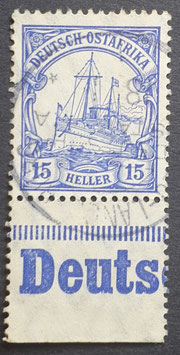 DOA 15 Heller Kaiseryacht Briefmarke gestempelt in "Neu Langenburg" Form 3