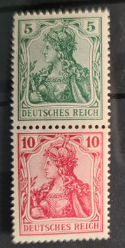 1913 Germania Zusammendruck senkrecht 5 Pfg.  grün und 10 Pfg. rot