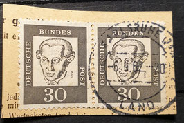 1961 Bedeutende Deutsche 30 Pfg, waagerechtes Paar Kant schwarzgrau