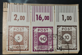 1945 Freimarken Ziffern Ungezähnt Briefstück mit 5, 10 und 40 Pfg
