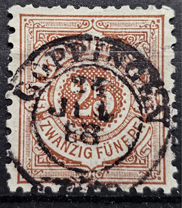 1875 Freimarken weisse Ziffern im Kreis 25 Pfg braunorange gestempelt