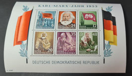 1953 Karl Marx Jahr gezähnter Block Wasserzeichen YI postfrisch