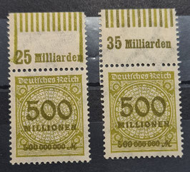 1923 Freimarken Rosettenmuster 50 Millionen gelblicholiv