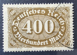 1922 Ziffer im Queroval Wasserzeichen 1 400 Mark olivbraun