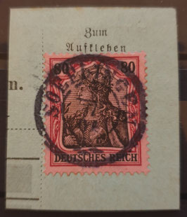 1902 Germania Deutsches Reich ohne WZ. 80 Pfennig auf originaler Unterlage einer Paketkarte