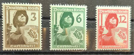 1937 Luftschutz 3 Pfg- 12 Pfg postfrisch
