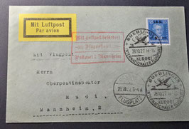 1927 Tagung des internationalen Arbeitsamts Serie auf 2 Flugpost Belegen Aufdruckausgabe I.A.A