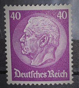 1933 Hindeburg Wasserzeichen Waffeln 40 Pfg ** lilapurpur