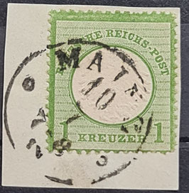 1872 1 Kreuzer kleiner Brustschild Briefmarke gestempelt