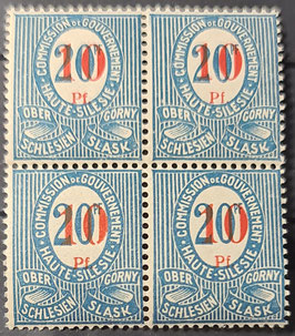 1920 Freimarken Provisorien 10 Pf rot Aufdruck schwarz auf 20 Pf dunkelgraublau