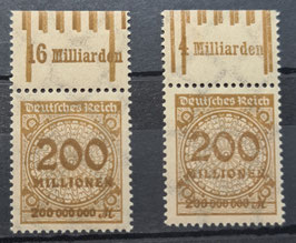 1923 Rosettenmuster Freimarken 200 Millionen okerbraun