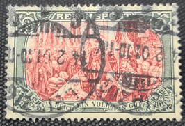 1900 5 Marke Reichspost Type III mit roter und weisser Nachmalung auf Type I gestempelte Briefmarke