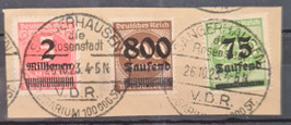 1923 800 Tausend auf 400 Mark, braun OPD Erfurt BFST mit 75 T auf 300 Mark