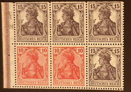 1919 Germania Heftchenblatt 21 nicht durchgezähnter linker Rand = B mit 86 II f            H21 fa B  *