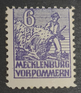 1946 Mecklenburg Vorpommern Abschied Kreidepapier  6 Pfg blauviolett gezähnt