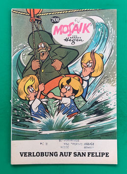 Original Mosaik der Digedags Nr. 208 Verlobung auf San Felipe März 1974 Amerika-Serie exzellenter Zustand mit Abostempel