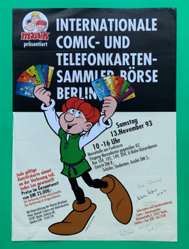 Mosaik Abrafaxe Poster Internationale Comic- und Telefonkarten-Sammler Börse Berlin 1993 mehrfach signiert