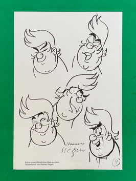 Mosaik Digedags originale Beilage aus Reprintmappe 16 unveröffentlichtes Blatt aus Skizzenblock Hannes Hegen neuwertiger Zustand