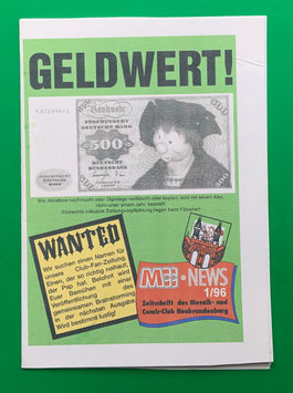 Original Fanzine MCC-News 1/96 Neubrandenburger Mosaik und Comic Club 1996 Auflage nur 100 Stück