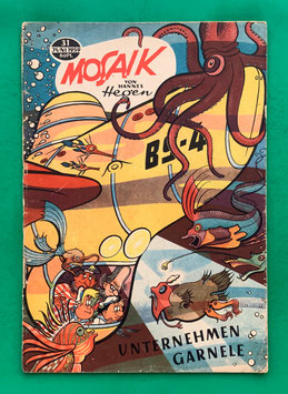 Original Mosaik der Digedags Nr. 31 Unternehmen Garnele Juni 1959 Weltraum-Serie