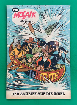 Original Mosaik der Digedags Nr. 190 Der Angriff auf die Insel September 1972 Amerika-Serie exzellenter Zustand mit Abostempel