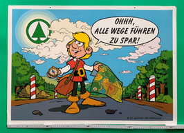 Mosaik Abrafaxe großes Spar-Plakat bzw. Aufhänger "OHHH, alle Wege führen zu Spar!"