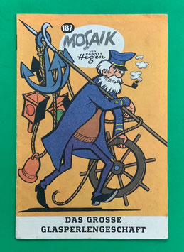 Original Mosaik Digedags Schwarzdruck schwarze Serie Nr. 187 Das große Glasperlengeschäft Juni 1972 auf Exportpapier