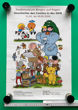 Mosaik Abrafaxe Poster Stadtmuseum Bergen auf Rügen Geschichte des Comics in der DDR 2020