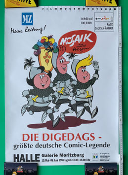 Mosaik Digedags Plakat "Die Digedags - größte deutsche Comic-Legende" Moritzburg 1997