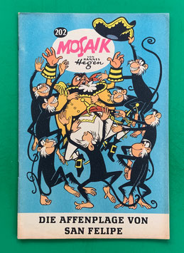 Original Mosaik der Digedags Nr. 202 Die Affenplage von San Felipe September 1973 Amerika-Serie exzellenter Zustand mit Abostempel