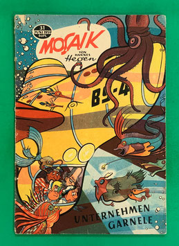 Original Mosaik der Digedags Nr. 31 Unternehmen Garnele Juni 1959 Weltraum-Serie
