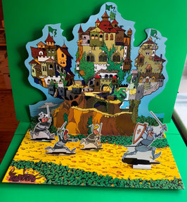 Digedags Ritter Runkel Ritterburg Burg Rübenstein Diorama Pappaufsteller - neuwertiger Zustand, mit Figuren
