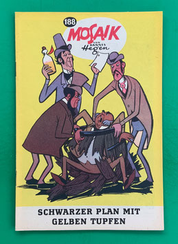 Original Mosaik der Digedags Nr. 188 Schwarzer Plan mit gelben Tupfen Juli 1972 Amerika-Serie exzellenter Zustand mit Abostempel