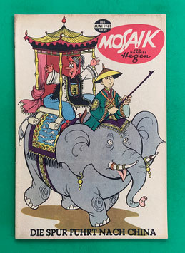 Original Mosaik der Digedags Nr. 103 Variant gelbe Glocke -Die Spur führt nach China Juni 1965 Runkel-Serie exzellenter Zustand mit Abostempel