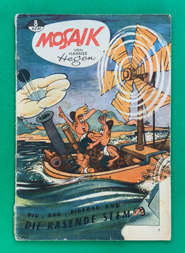 Original Mosaik der Digedags Nr. 8 Die rasende Seemühle Juli 1957 Orient-Südsee-Serie