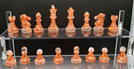 Schachfiguren Set (16 Teile) aus Epoxidharz gegossen Klar-Bronzeflocken