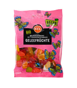 EZA Fairtrade Fruchtgummis Geleefrüchte vegan 100 g kbA